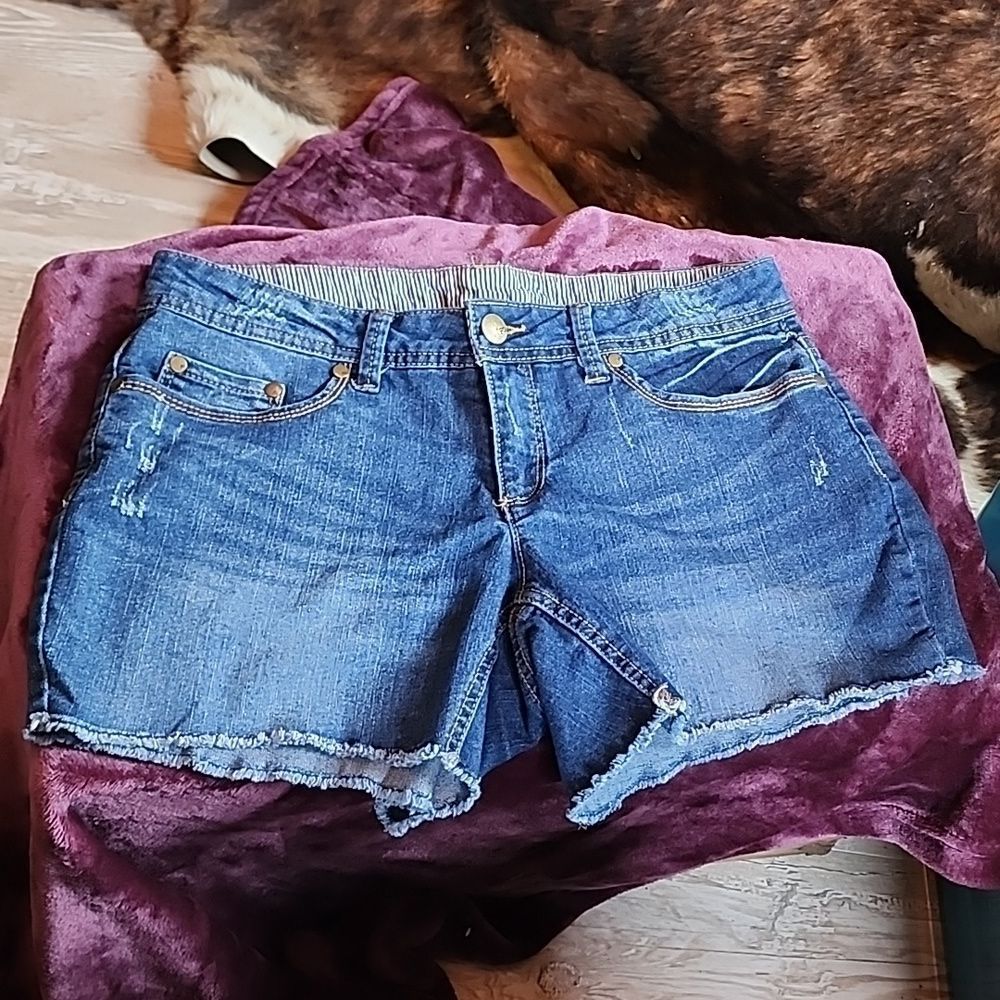 Fire & Gold Denim Blue Raw Hem Cut Off Pockets Summer Shorts Womens